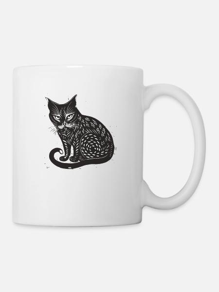 Chat noir chaton chaton Punt ronronner - Mug blanc - blanc
