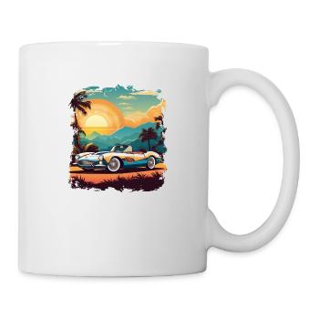 voiture vintage couché de soleil - Mug blanc - blanc - Droite