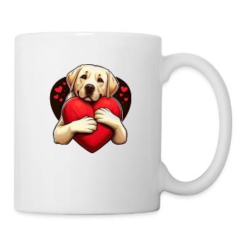 Labrador Retriever étreignant un oreiller rouge - Mug blanc - blanc - Droite