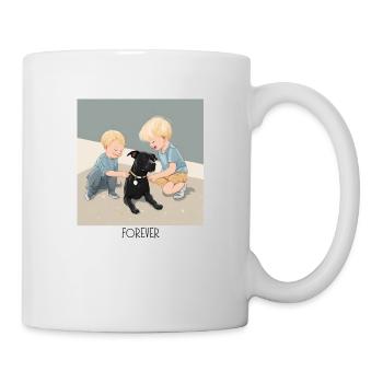 Le chien et ses enfants - Mug blanc - blanc - Droite