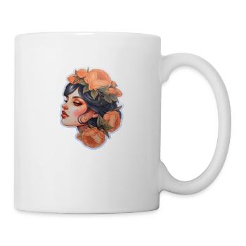 Pfirsichfarbene Blütenträume - Tasse - Weiß - Rechts
