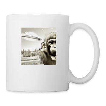 OVNI, singe, rétro, vintage, photo - Mug blanc - blanc - Droite