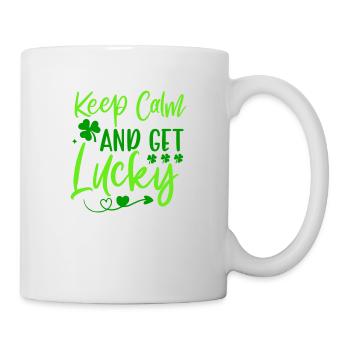 Bleiben Sie ruhig und haben Sie Glück am St. Patrick's Day - Tasse - Weiß - Rechts