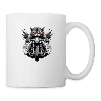 Angry Cat ride Motorcycle - Tasse - Weiß - Rechts