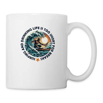 La vie de surf et de boisson est trop courte pour les pauses - Mug blanc - blanc - Droite