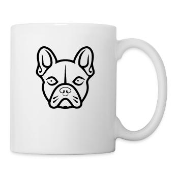 Französische Bulldogge - Tasse - Weiß - Rechts