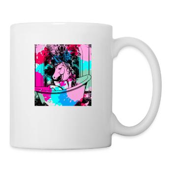 Einhorn, Graffiti, Badezimmer, Bad, Malerei, bunt - Tasse - Weiß - Rechts