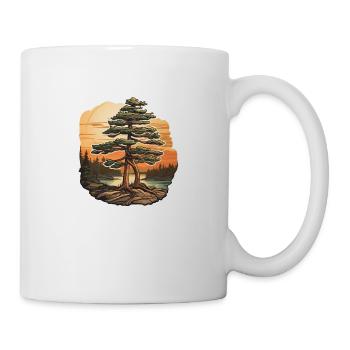 Pine tree at dusk - Mug - white - Right