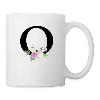 Lila Blumenbuchstabe O - Tasse - Weiß - Rechts