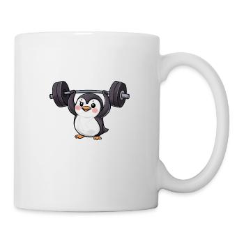 Pinguin Hantel Workout Stark - Tasse - Weiß - Rechts