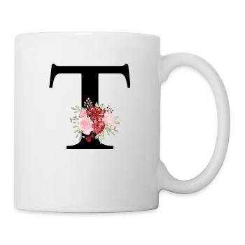 Lettre t floral rouge - Mug blanc - blanc - Droite