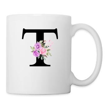 Purple Floral Letter T - Mug - white - Right