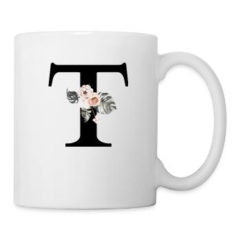 Tropischer Blumenbuchstabe T - Tasse - Weiß - Rechts