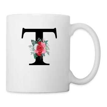 Lettre t floral rouge - Mug blanc - blanc - Droite