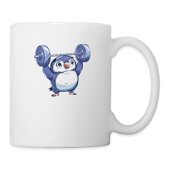 Penguin Dumbbell Workout Cartoon - Mug - white - Right