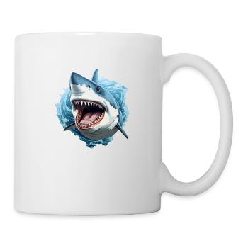 Hai im Ozean - Tasse - Weiß - Rechts