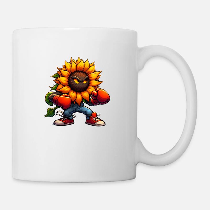 Sonnenblume steigt in den Ring - Tasse - Weiß