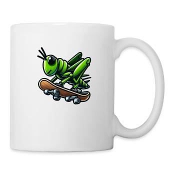 Grasshopper skateboarding - Mug - white - Right