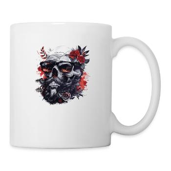 Skull Hipster Me Lunettes de soleil et roses - Mug blanc - blanc - Droite
