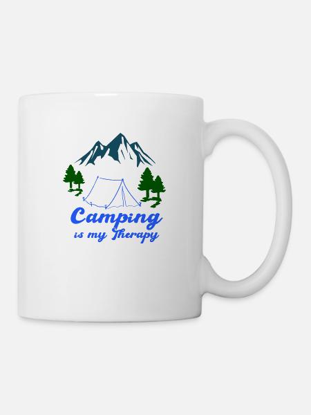 camping therapy - Tasse - Weiß