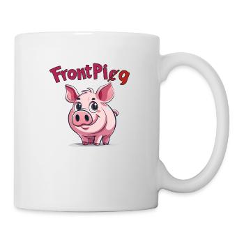 Lustiges Schwein Vorder & Rückansicht - Tasse - Weiß - Rechts