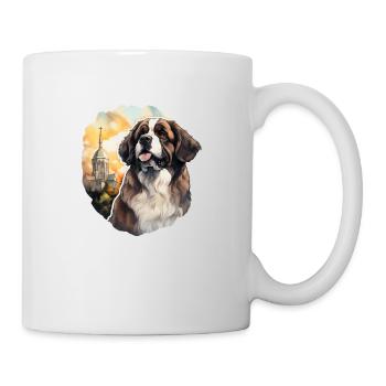 St. Bernard in front of church - Mug - white - Right