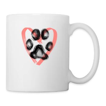 Paw print with heart, pink - Mug - white - Right