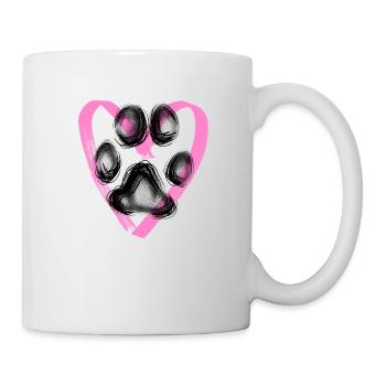 Paw print with heart, pink - Mug - white - Right