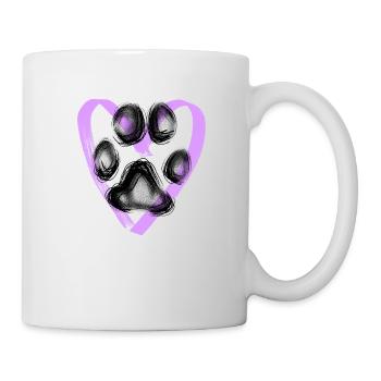 Paw print with heart, purple - Mug - white - Right