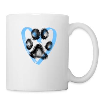 Paw print with heart, blue - Mug - white - Right