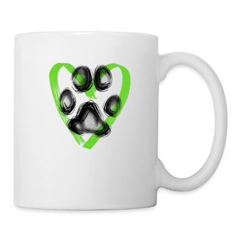 Paw print with heart, green - Mug - white - Right