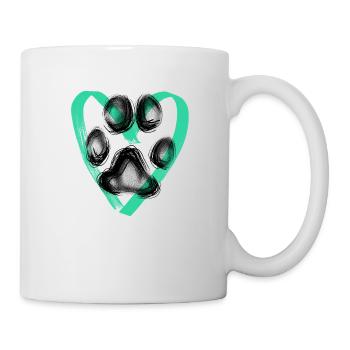 Paw print with heart, turquoise - Mug - white - Right