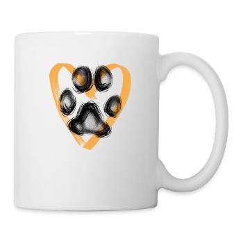 Paw print with heart, orange - Mug - white - Right