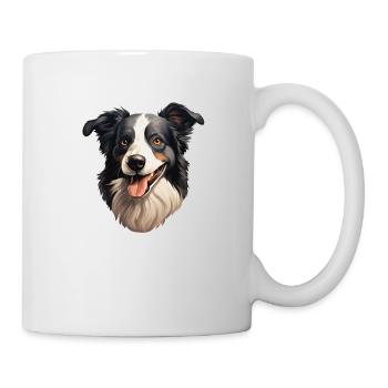 Tête de Border Collie - Mug blanc - blanc - Droite