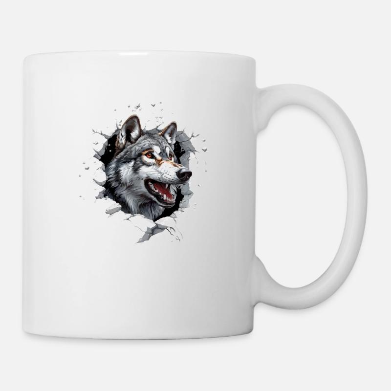 Lustiger Wolfshund - Tasse - Weiß