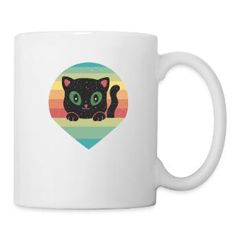 Retro Katze 80er - Tasse - Weiß - Rechts