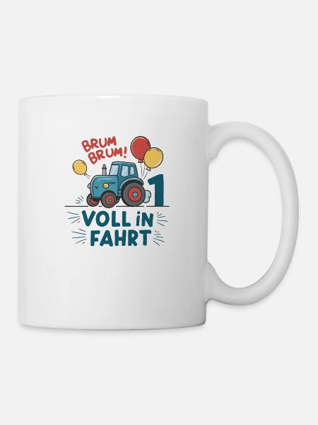 Cool tracteur 1er anniversaire : Cadeau le plus vendu ! - Mug blanc - blanc