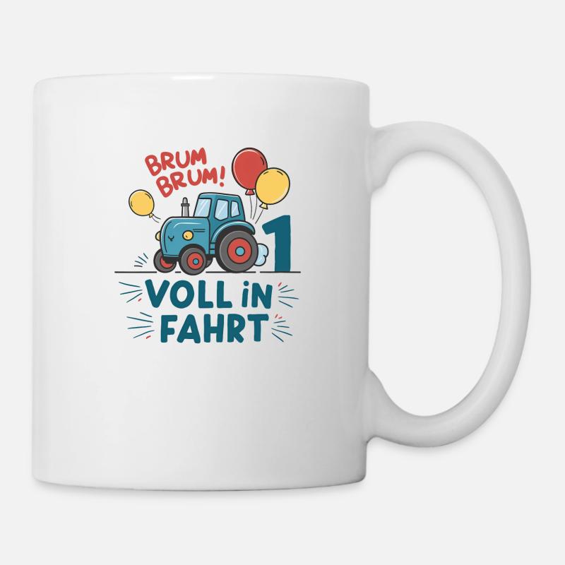 Cool tracteur 1er anniversaire : Cadeau le plus vendu ! - Mug blanc - blanc