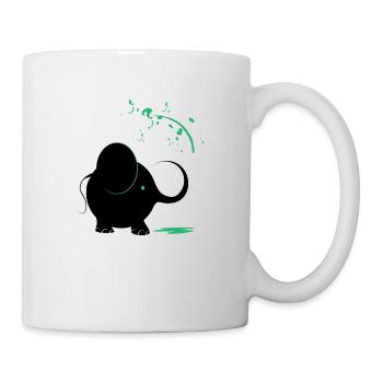 Schwarzer Elefant mit türkisfarbener Farbe - Tasse - Weiß - Rechts