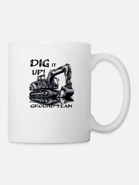Excavators and construction vehicles for boys - Mug - white