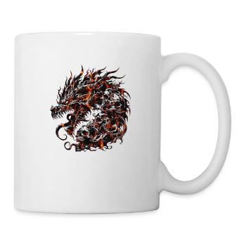 Fantasy-Drache, Anime-Drachenkopf, mythische Reptilienmagie - Tasse - Weiß - Rechts