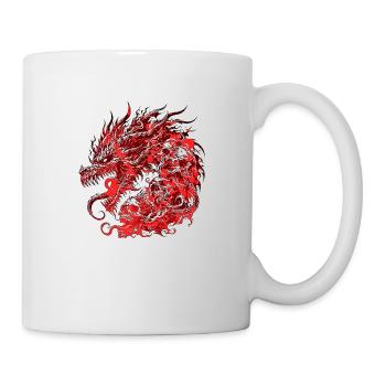 Fantasy-Drache, Anime-Drachenkopf, mythische Reptilienmagie - Tasse - Weiß - Rechts