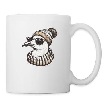 Mouette fraîche avec lunettes de soleil et casquette - Mug blanc - blanc - Droite