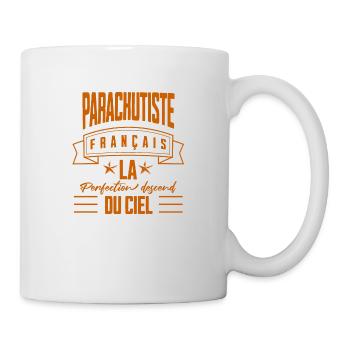 "Französischer Fallschirmspringer, himmlische Perfektion" Orange - Tasse - Weiß - Rechts