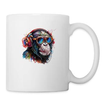 Affen Dj Style mit Kopfhörer für Musik & Musiker - Tasse - Weiß - Rechts