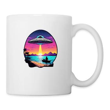 UFO hovers over a lake - Mug - white - Right