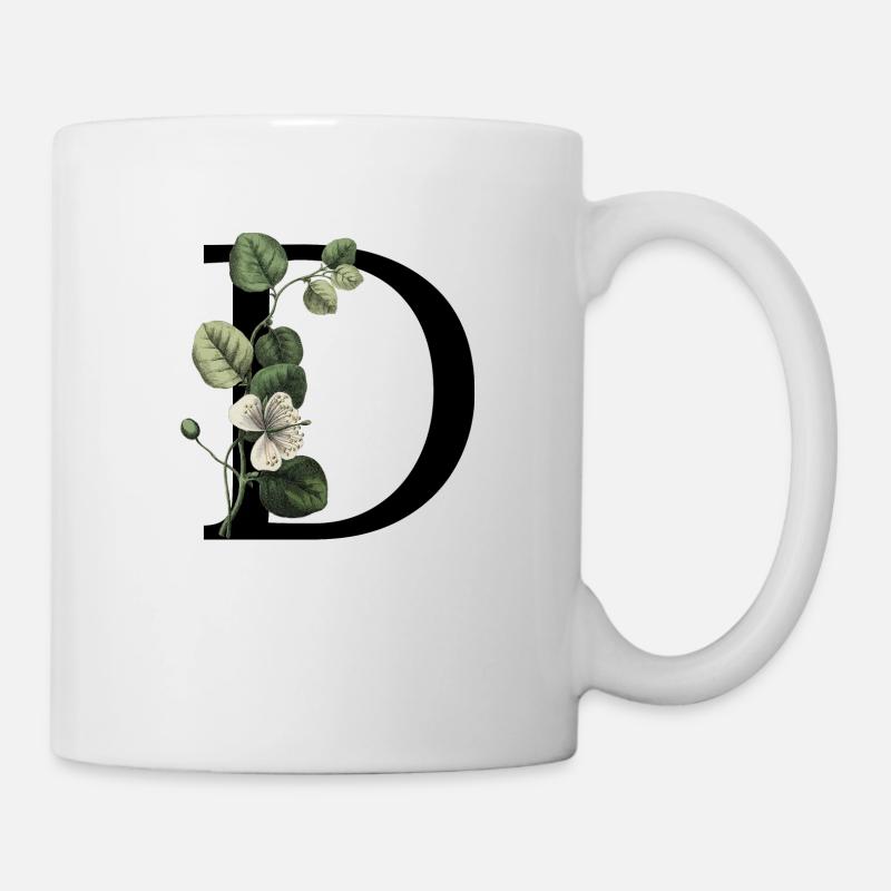 Grüner botanischer Buchstabe - Tasse - Weiß