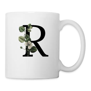 Buchstabe R Grün Botanisch - Tasse - Weiß - Rechts