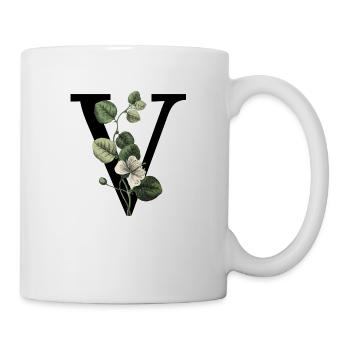 Grüner botanischer Buchstabe V - Tasse - Weiß - Rechts