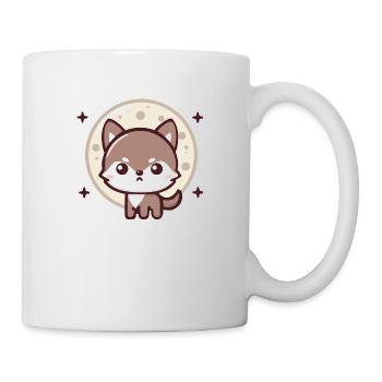 Mondlichtgeist: Chibi-Wolf mit Mond - Tasse - Weiß - Rechts